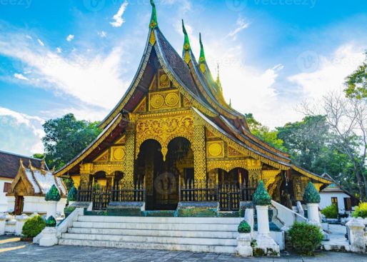 Wat Xieng Thong temple gold-coloured rim tile roofs